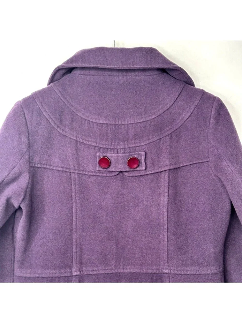 Womens Wool Blend Dress Coat Purple L Shawl Collar Button Front Lined Queens